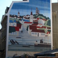 Beautiful mural of Zemun on a downtown building
